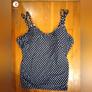 1X Polka Dot Swim Tankini Top Black& White